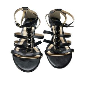 Isola black leather sandals size 6